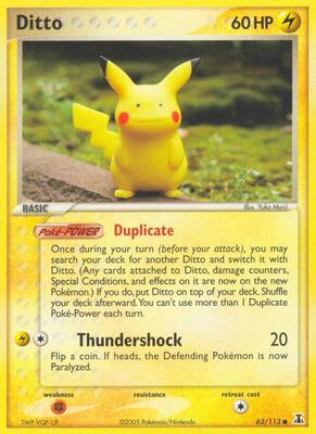 Ditto - 63/113 (Pikachu) card from EX Delta Species
