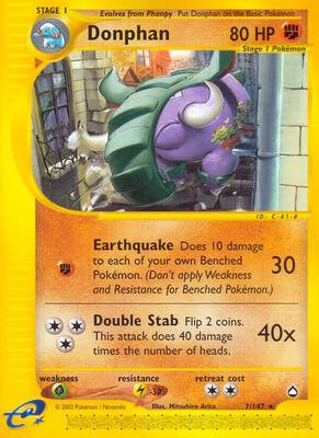 Donphan card from Aquapolis