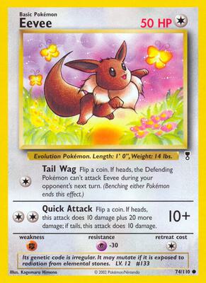 Eevee card from Legendary Collection