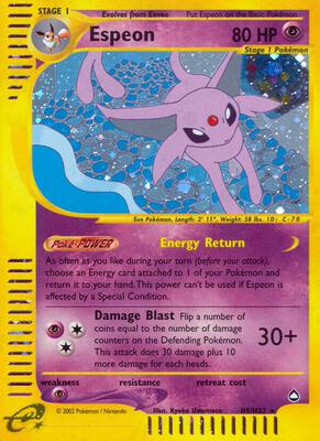 Espeon (H9) card from Aquapolis