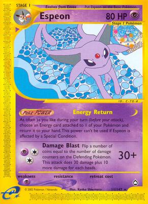Espeon card from Aquapolis