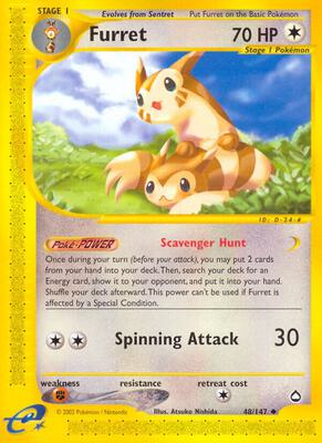 Furret card from Aquapolis