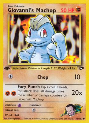 Giovanni's Machop card from Gym Challenge