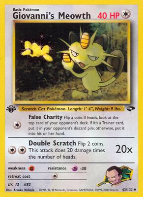 Giovanni's Meowth (43) card from Gym Challenge
