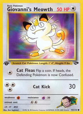 Giovanni's Meowth (74) card from Gym Challenge