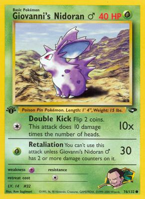Giovanni's Nidoran M card from Gym Challenge