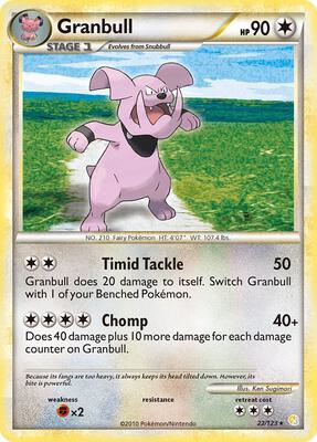 Granbull card from HeartGold SoulSilver