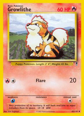 Growlithe card from Legendary Collection