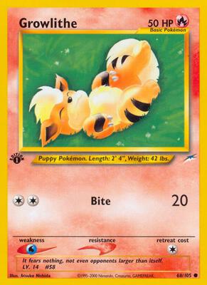 Growlithe card from Neo Destiny