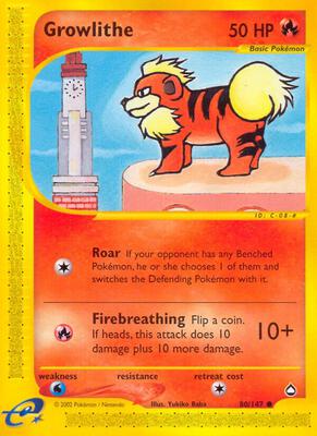 Growlithe (80) card from Aquapolis