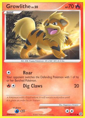 Growlithe card from Secret Wonders
