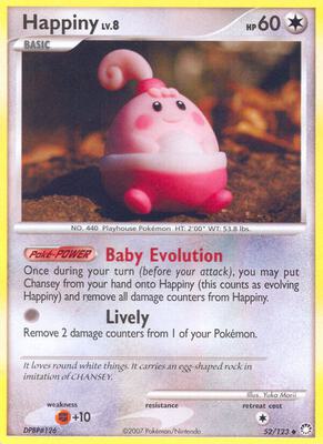 Happiny card from Mysterious Treasures