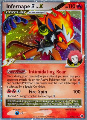 Infernape E4 Lv.X card from Rising Rivals