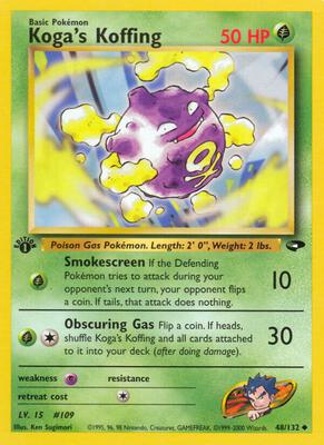 Koga's Koffing (48) card from Gym Challenge