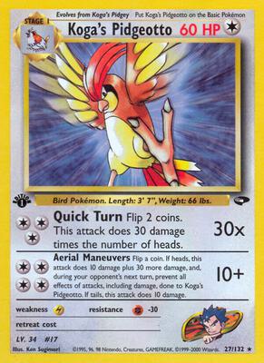 Koga's Pidgeotto card from Gym Challenge