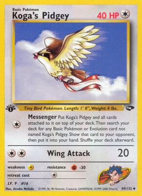 Koga's Pidgey (49) card from Gym Challenge