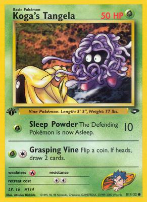 Koga's Tangela card from Gym Challenge