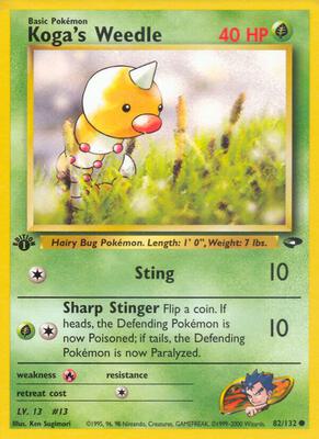 Koga's Weedle card from Gym Challenge