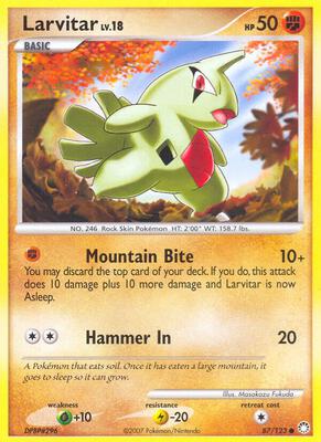 Larvitar card from Mysterious Treasures
