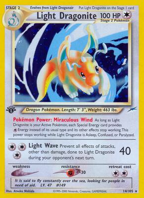 Light Dragonite card from Neo Destiny