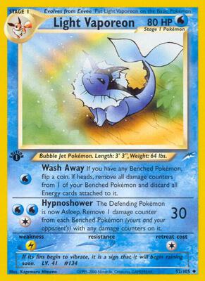 Light Vaporeon card from Neo Destiny