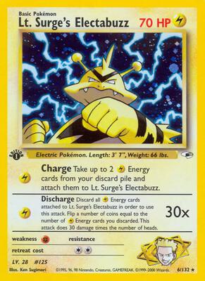Lt. Surge's Electabuzz (6) card from Gym Heroes
