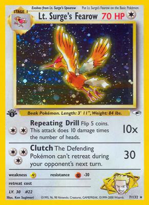 Lt. Surge's Fearow card from Gym Heroes