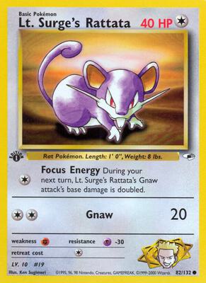 Lt. Surge's Rattata card from Gym Heroes