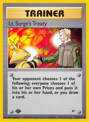 Lt. Surge's Treaty card from Gym Heroes