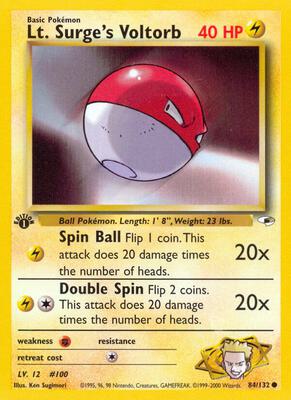 Lt. Surge's Voltorb card from Gym Heroes