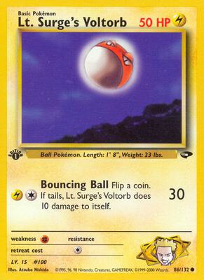 Lt. Surge's Voltorb card from Gym Challenge