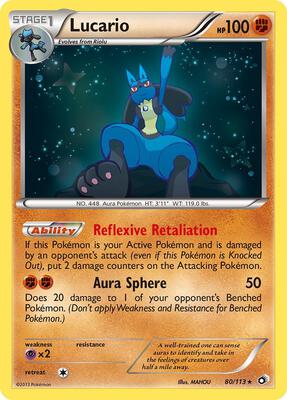Lucario card from Legendary Treasures