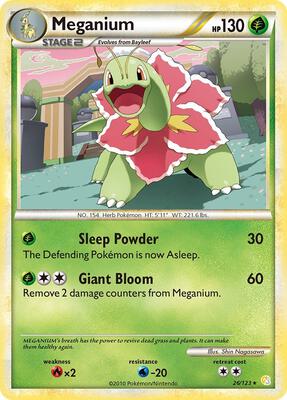 Meganium card from HeartGold SoulSilver
