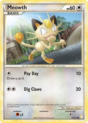 Meowth card from HeartGold SoulSilver