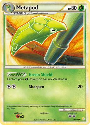 Metapod card from HeartGold SoulSilver