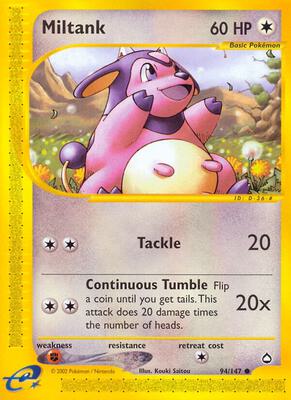 Miltank card from Aquapolis