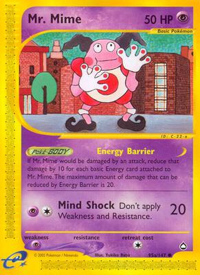 Mr. Mime (95a) card from Aquapolis