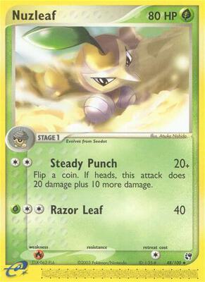 Nuzleaf - 48/100 card from EX Sandstorm
