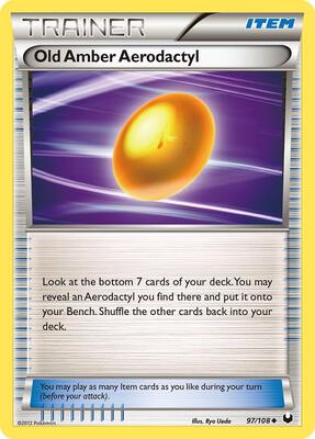 Old Amber Aerodactyl card from Dark Explorers