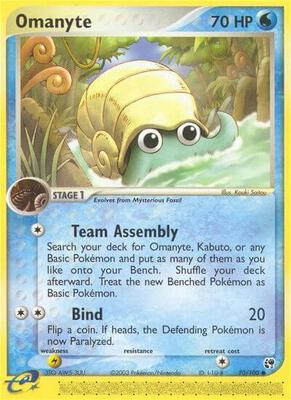 Omanyte card from EX Sandstorm