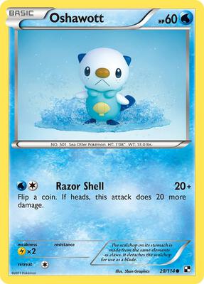 Oshawott (28) card from Black and White