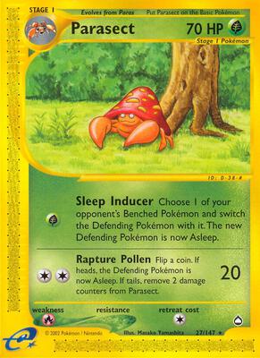 Parasect card from Aquapolis