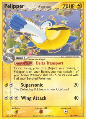 Pelipper (Delta Species) card from EX Crystal Guardians