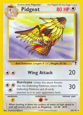 Pidgeot card from Legendary Collection