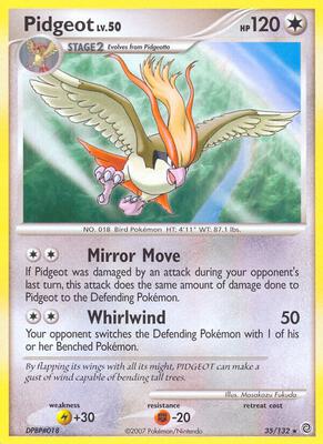 Pidgeot card from Secret Wonders