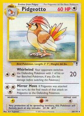 Pidgeotto card from Legendary Collection