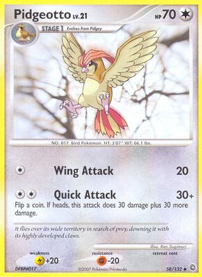 Pidgeotto card from Secret Wonders