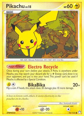 Pikachu card from Mysterious Treasures