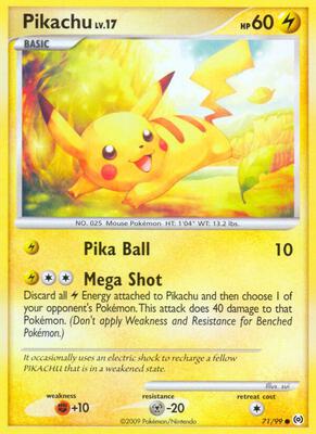 Pikachu card from Arceus