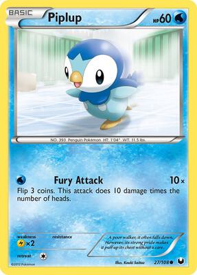 Piplup card from Dark Explorers